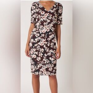 Black Halo Floral Midi Dress - Size 10 - Great wedding guest dress!